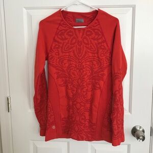 Athleta Tattoo Twist Anti-Bacterial Moisture-Wicking Seamless Top Size XL Orange